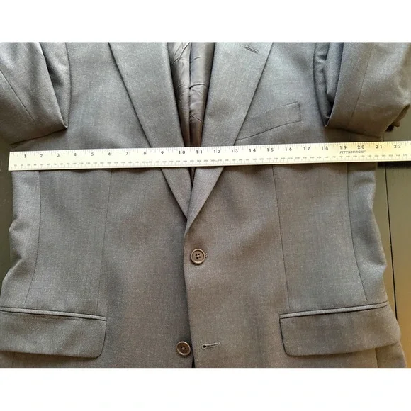 Brooks Brothers 346 Stretch Suit Mens‎ 40R Gray Wool 2-PC Set Jacket Pants 34x28